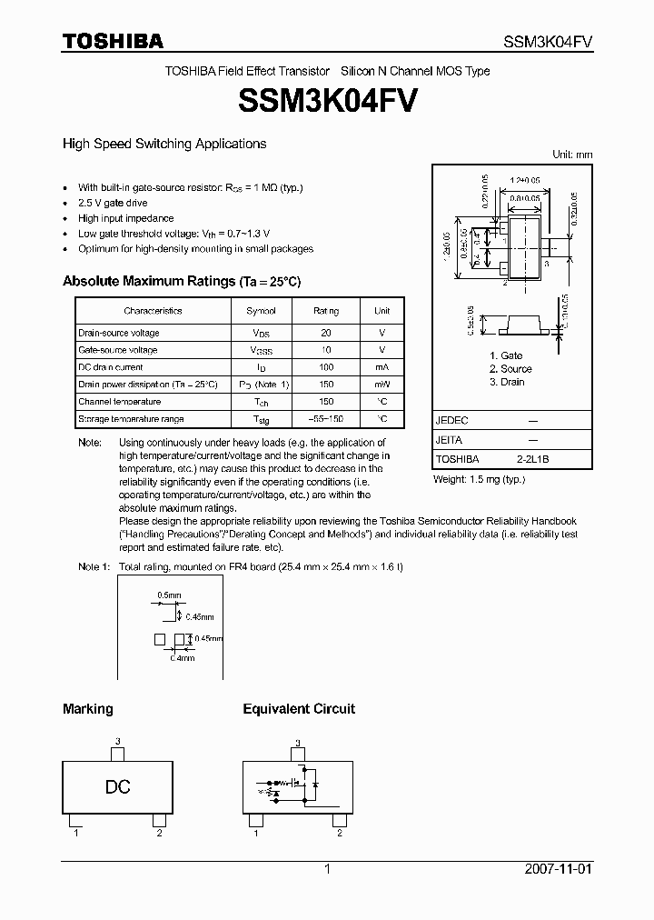 SSM3K04FV_4124563.PDF Datasheet