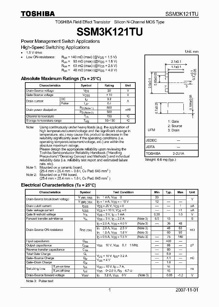 SSM3K121TU_4124549.PDF Datasheet