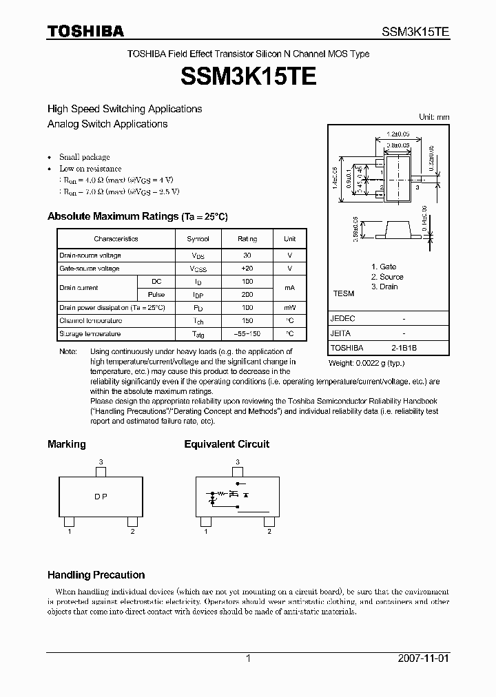 SSM3K15TE_4124538.PDF Datasheet