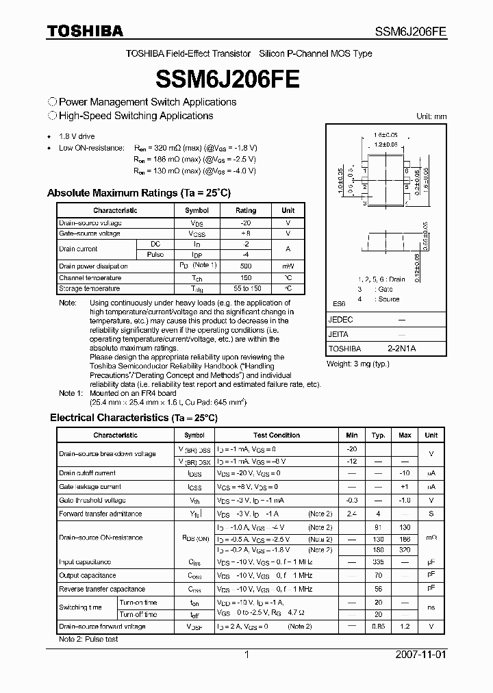 SSM6J206FE_4134802.PDF Datasheet