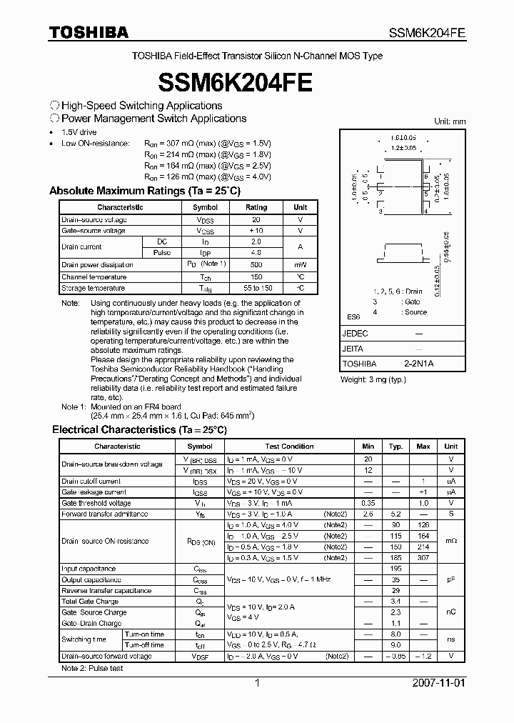 SSM6K204FE_4134787.PDF Datasheet