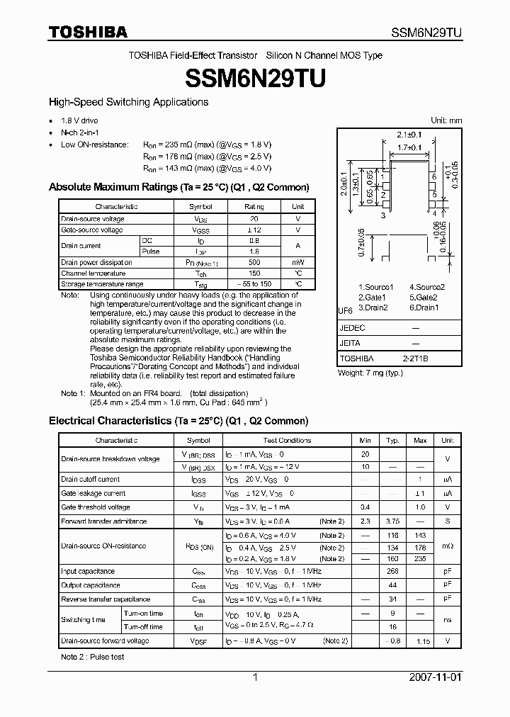 SSM6N29TU_4134256.PDF Datasheet