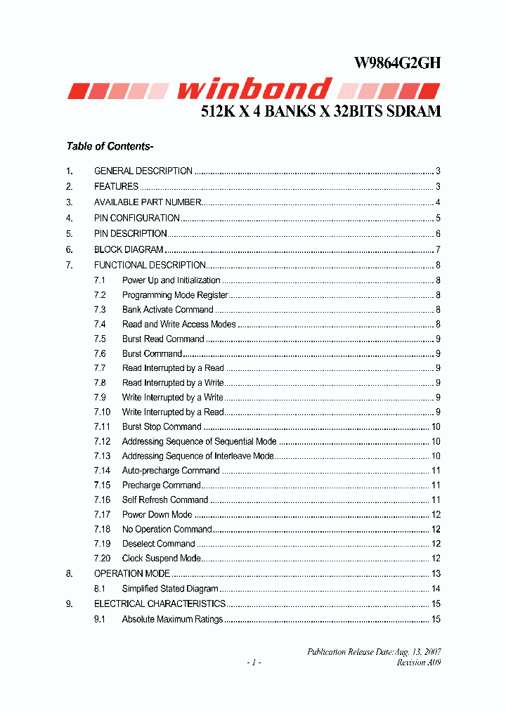 W9864G2GH_4116255.PDF Datasheet