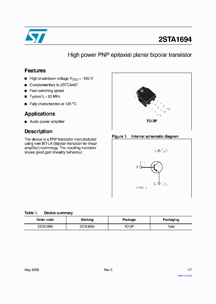 2STA1694_4365776.PDF Datasheet