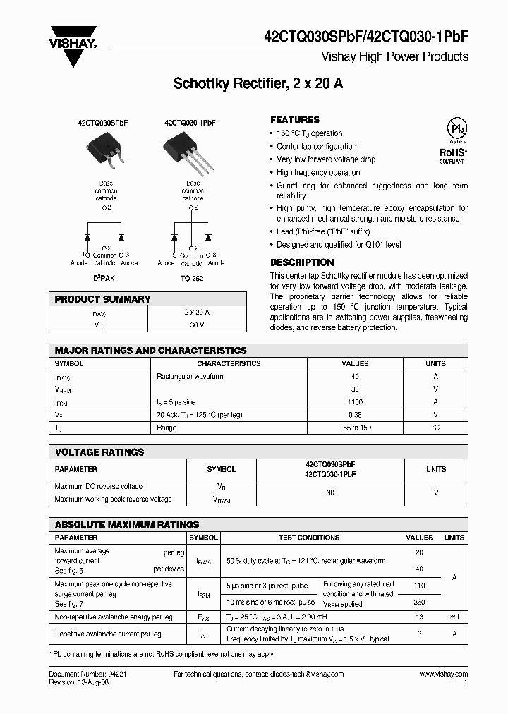 42CTQ030STRLPBF_4360748.PDF Datasheet