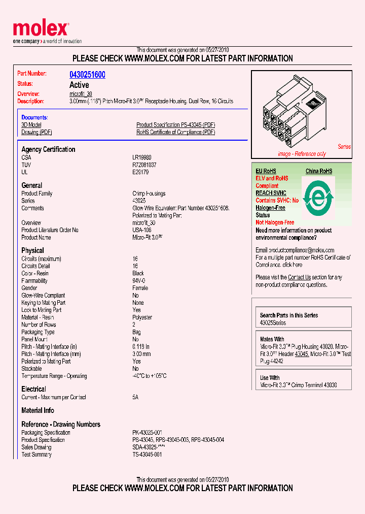 43025-1600_4900719.PDF Datasheet