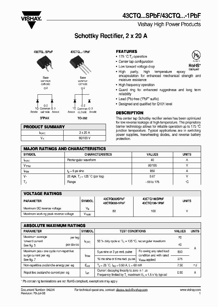 43CTQ100-1PBF_4318270.PDF Datasheet