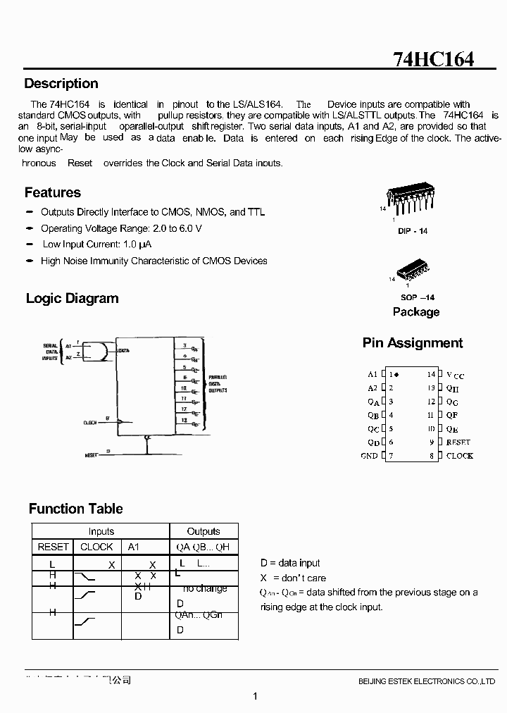 74HC164_4696838.PDF Datasheet