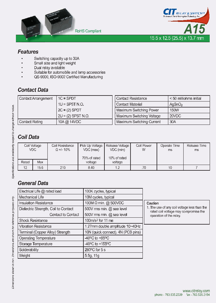 A152CC12VDC_4456533.PDF Datasheet