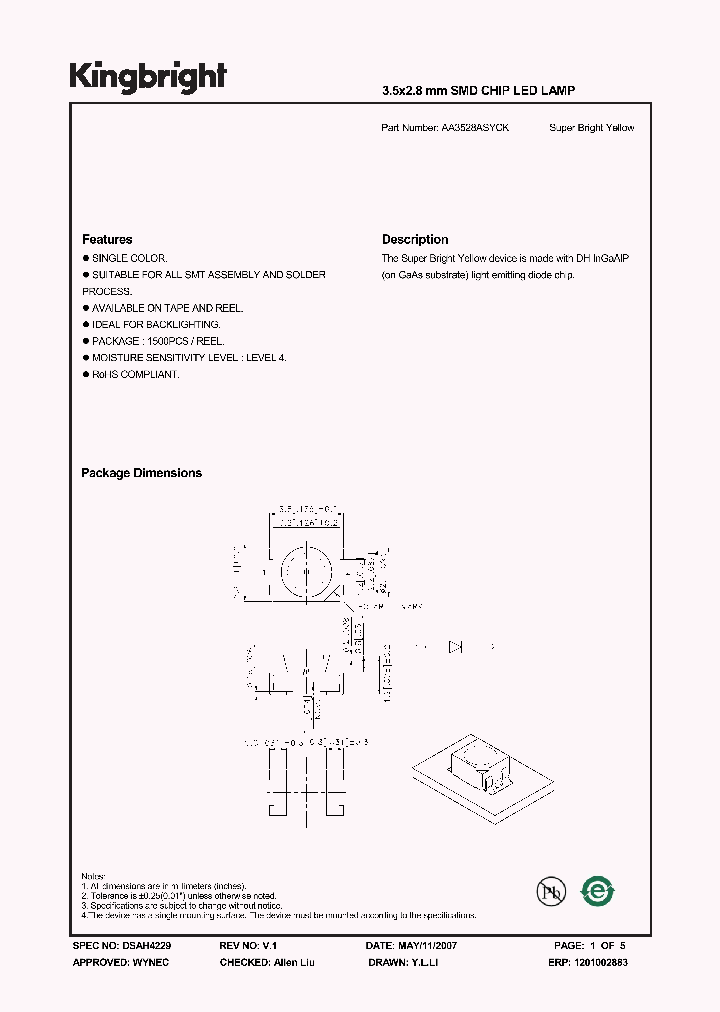 AA3528ASYCK_4175064.PDF Datasheet