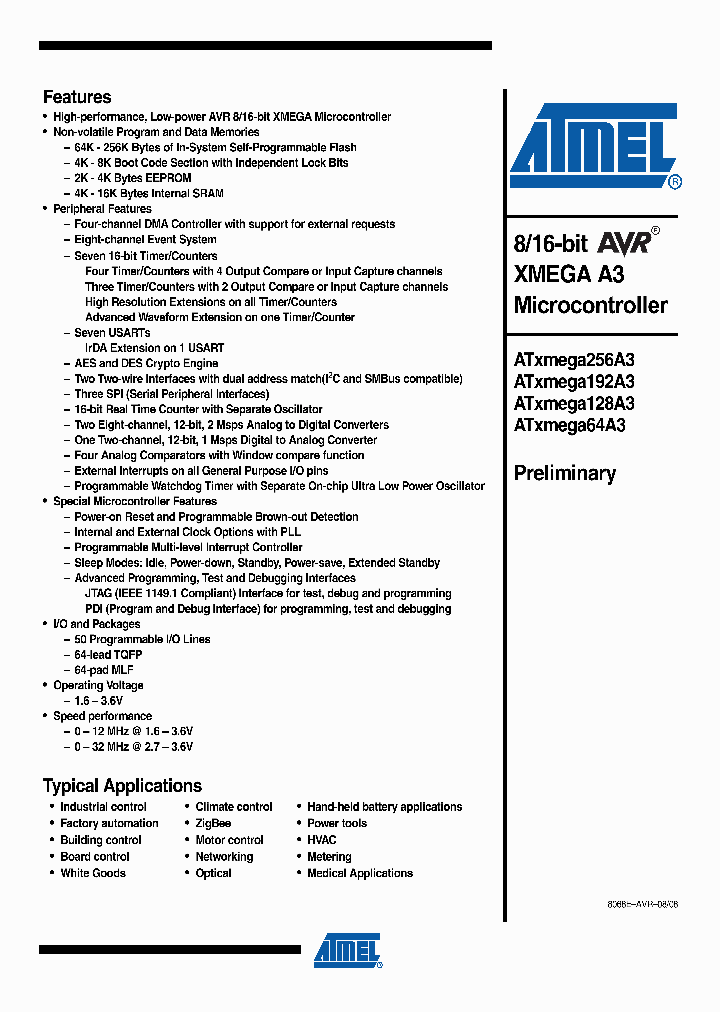ATXMEGA256A3-AU_4205809.PDF Datasheet
