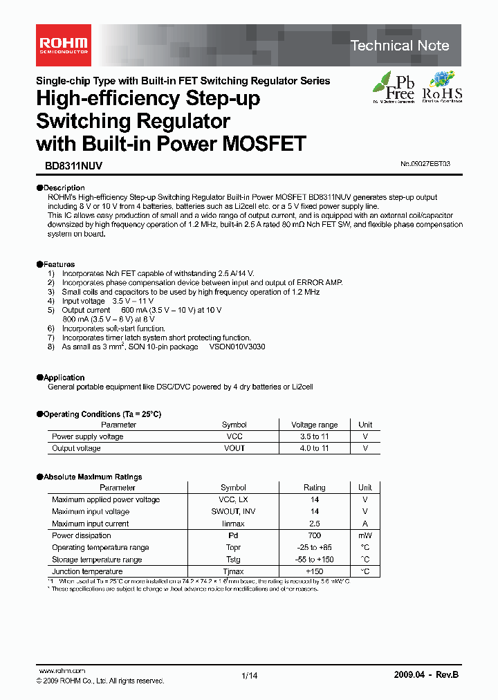 BD8311NUV-E2_4634196.PDF Datasheet