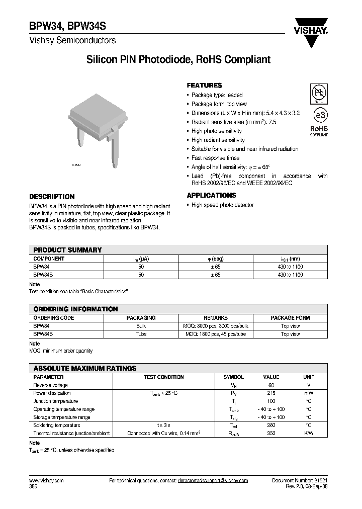 BPW34S_4272934.PDF Datasheet