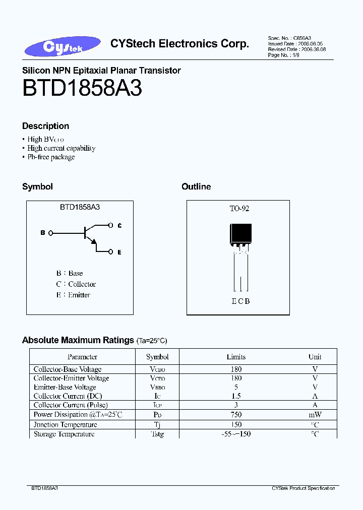BTD1858A3_4537125.PDF Datasheet