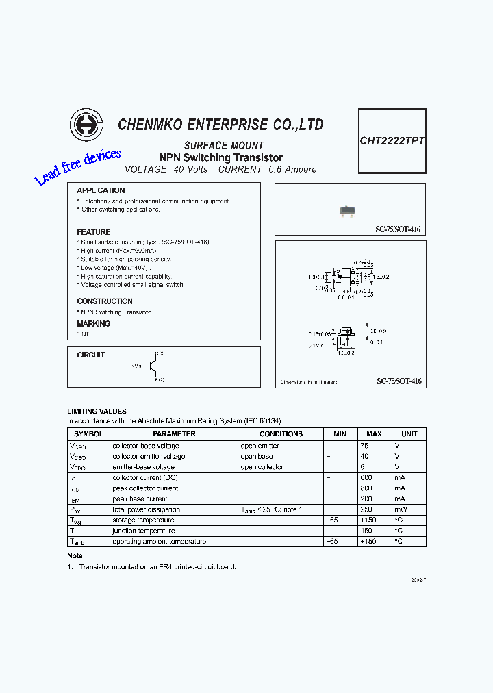 CHT2222TPT_4507265.PDF Datasheet