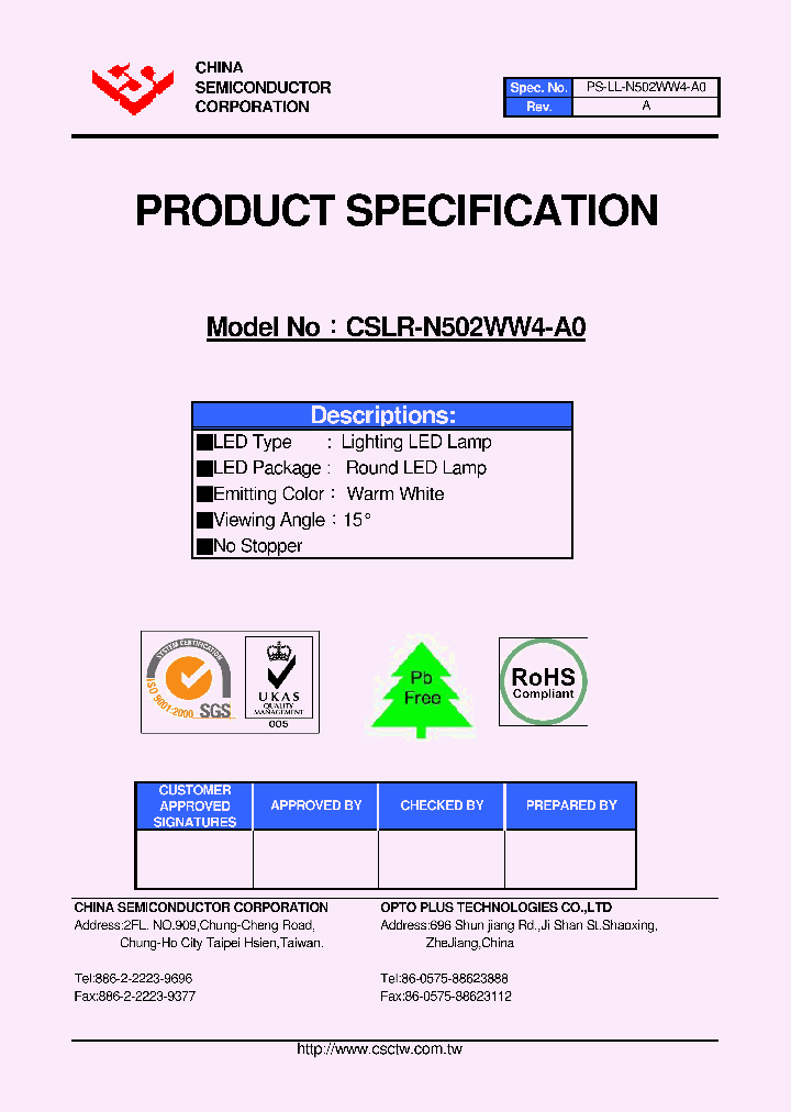 CSLR-N502WW4-A0_4438633.PDF Datasheet