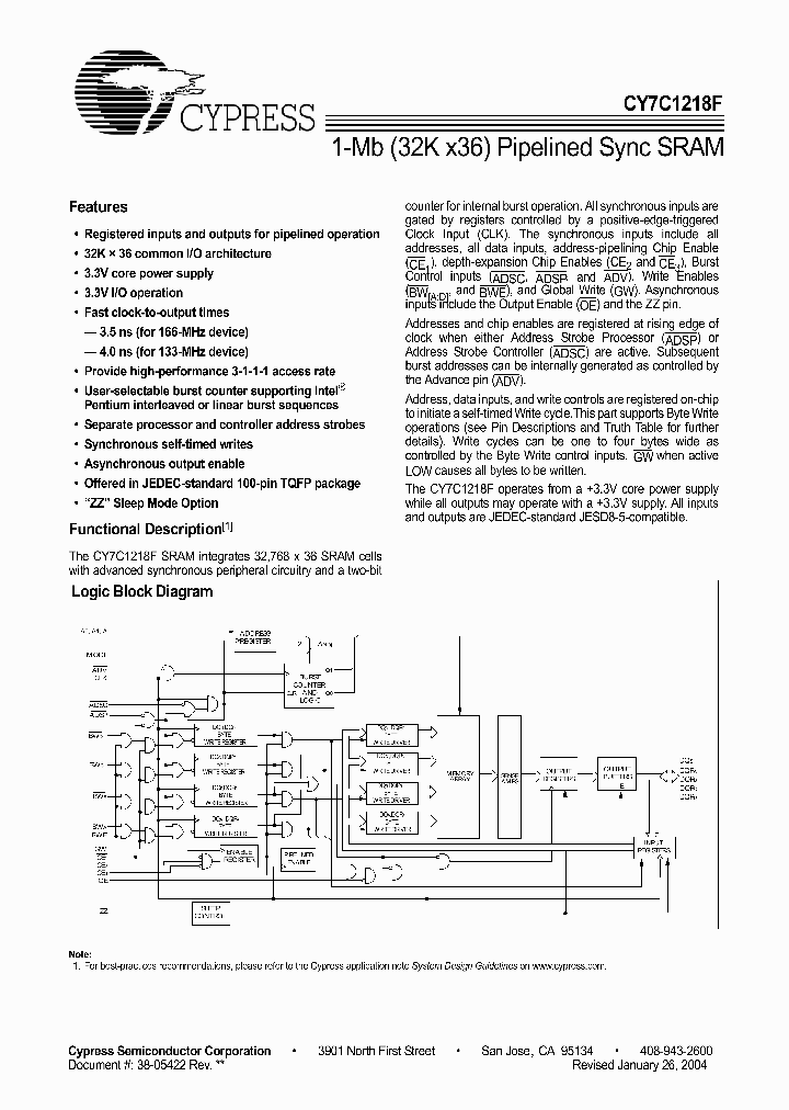 CY7C1218F_4776353.PDF Datasheet