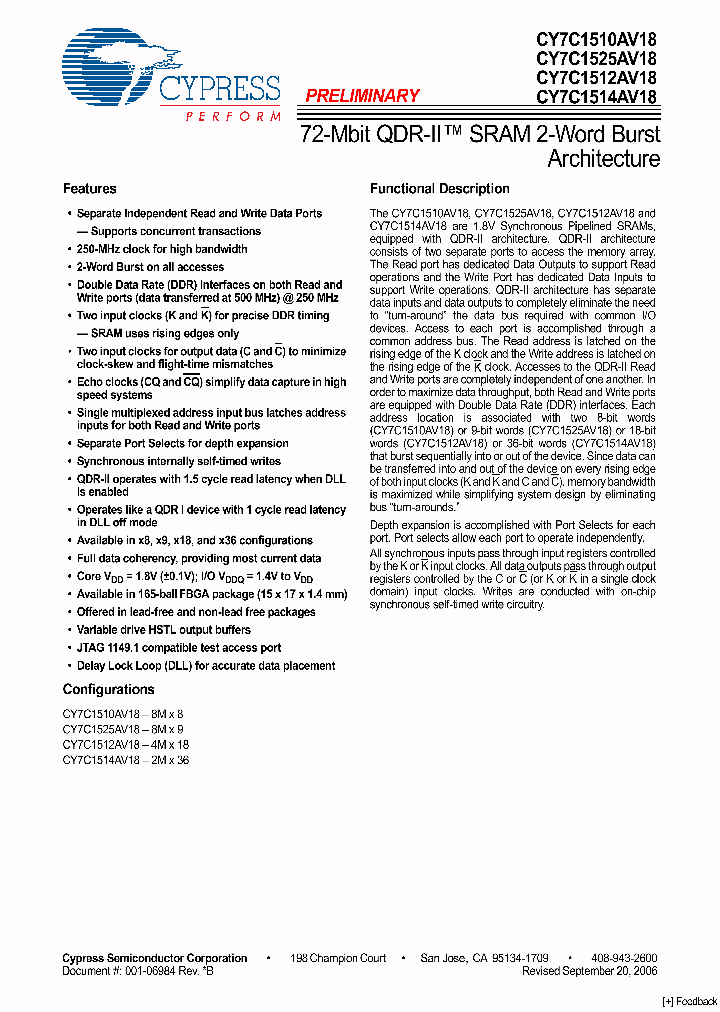 CY7C1525AV18-167BZC_4487432.PDF Datasheet