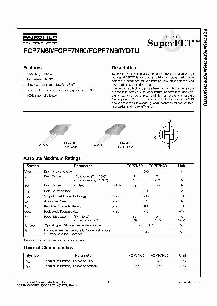 FCPF7N60YDTU_4380184.PDF Datasheet