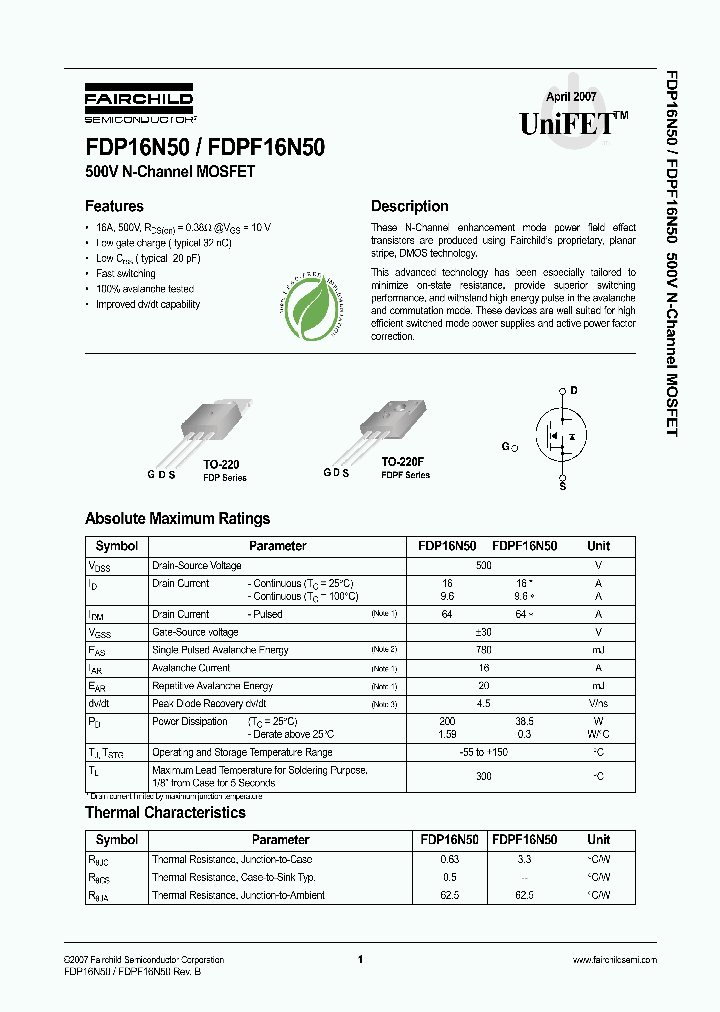 FDP16N500704_4491631.PDF Datasheet