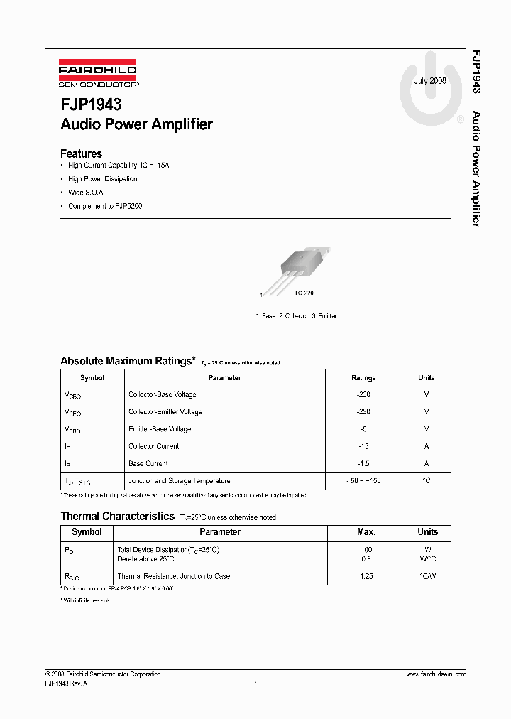 FJP1943_4325681.PDF Datasheet