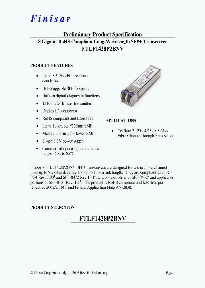 FTLF1428P2BNV_4617513.PDF Datasheet