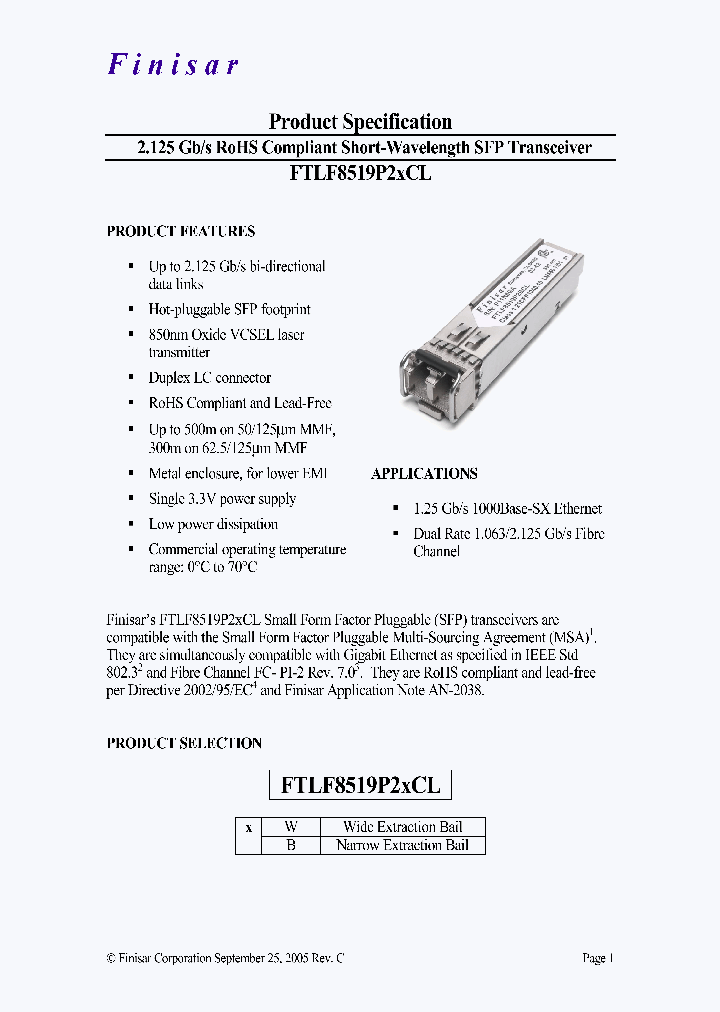 FTLF8519P2BCL_4623437.PDF Datasheet