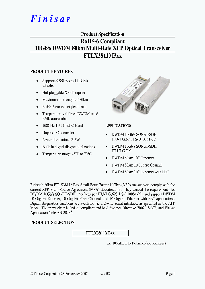 FTLX3811M350_4800417.PDF Datasheet