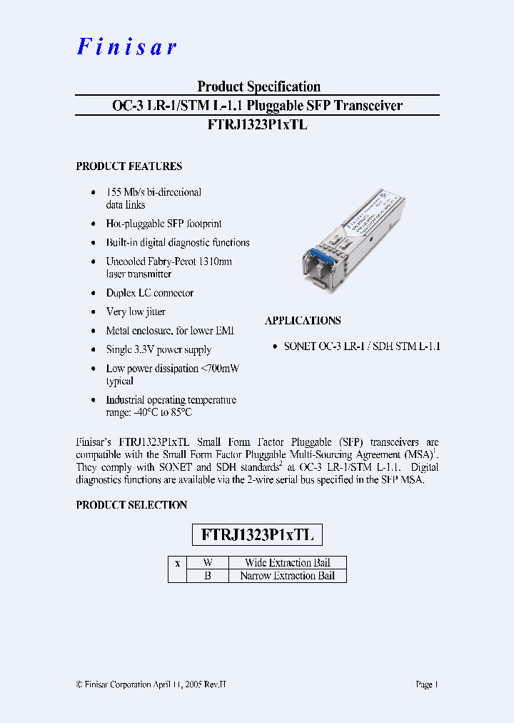 FTRJ1323P1BTL_4506370.PDF Datasheet