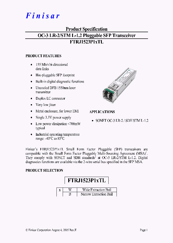 FTRJ1523P1BTL_4430303.PDF Datasheet