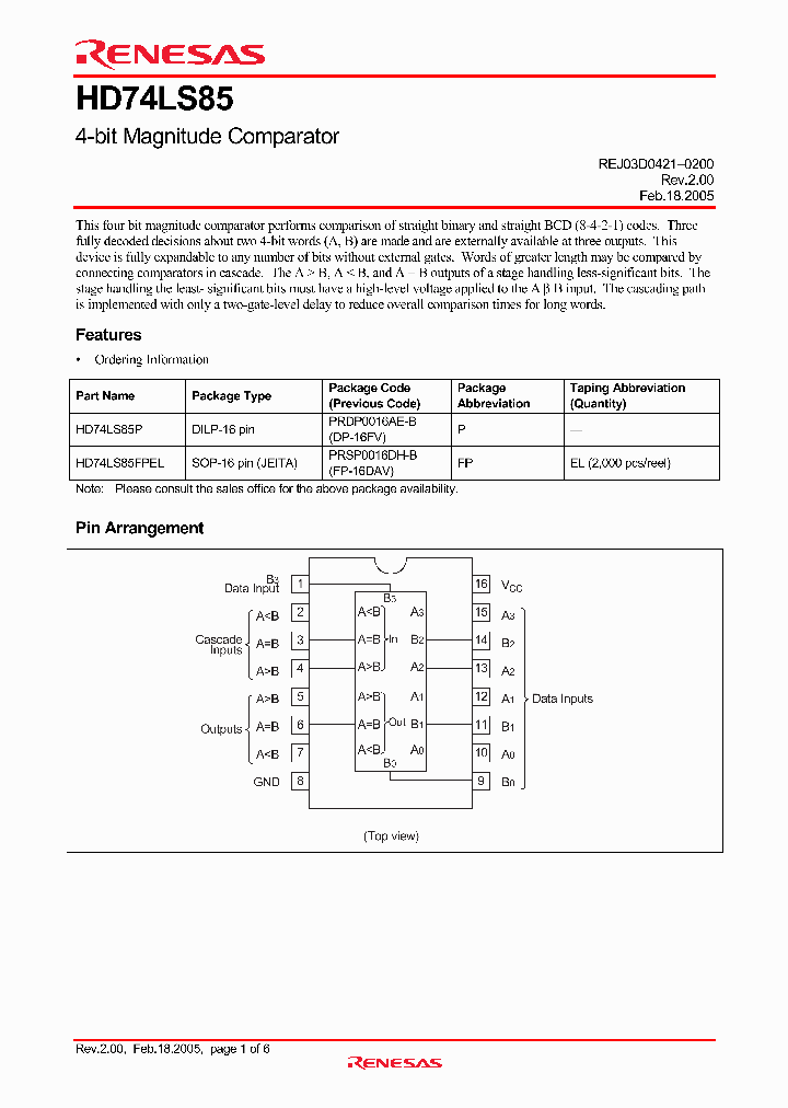 HD74LS85_4237510.PDF Datasheet