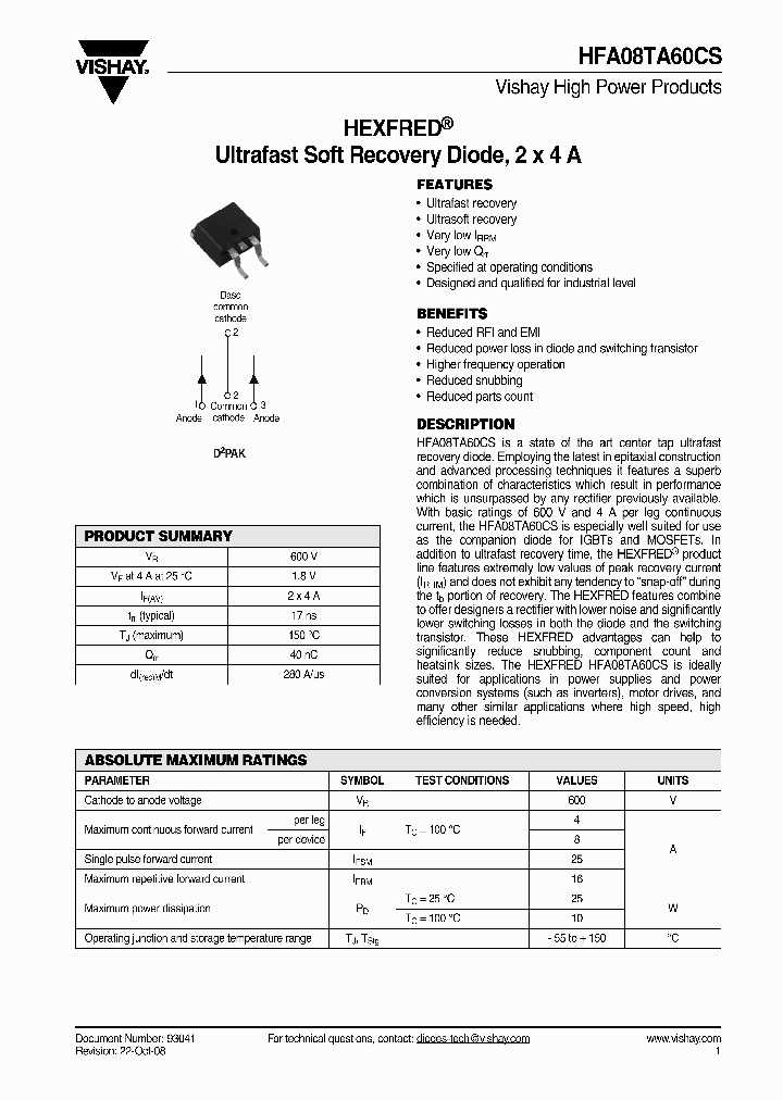 HFA08TA60CS_4748164.PDF Datasheet