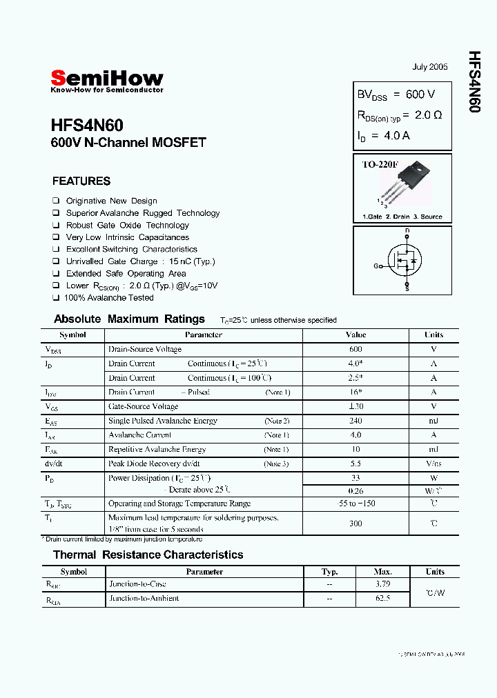 HFS4N60_4774960.PDF Datasheet