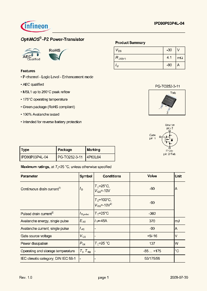 IPD90P03P4L-04_4597368.PDF Datasheet