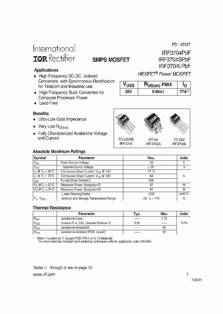 IRF3704LPBF_4202129.PDF Datasheet