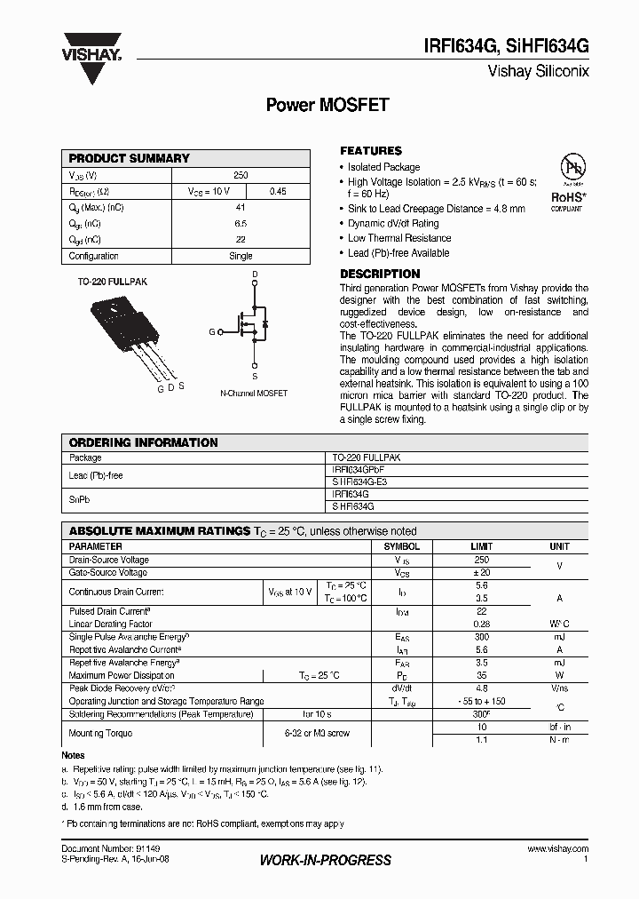 IRFI634GPBF_4861231.PDF Datasheet