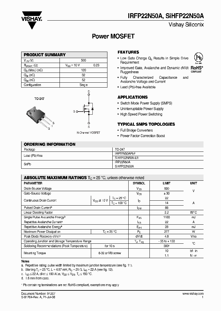 IRFP22N50A_4255793.PDF Datasheet