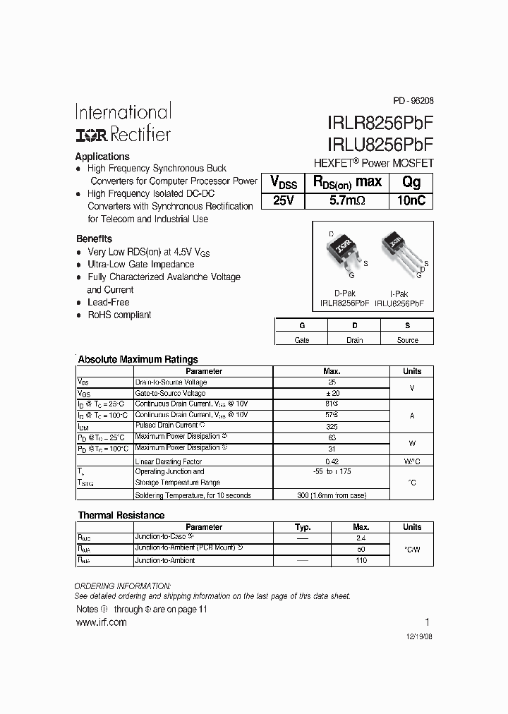 IRLU8256PBF_4539116.PDF Datasheet