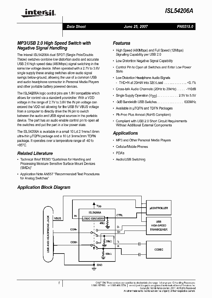 ISL54206A_4185747.PDF Datasheet