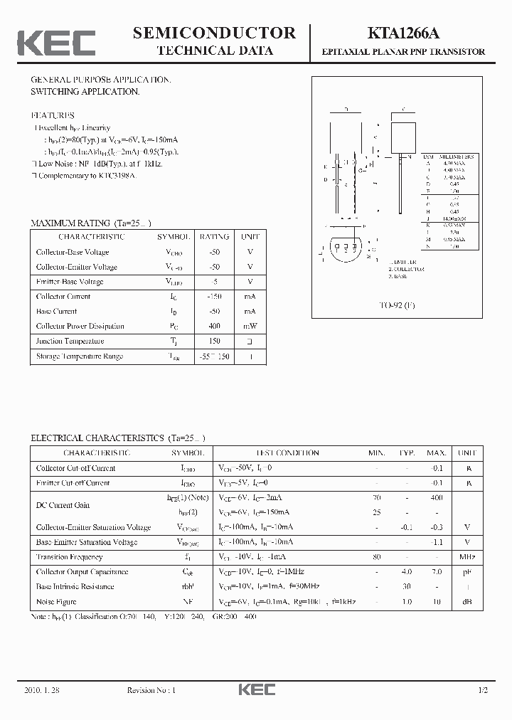 KTA1266A_4640337.PDF Datasheet