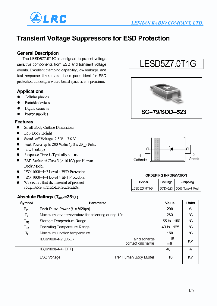 LESD5Z70T1G_4459014.PDF Datasheet