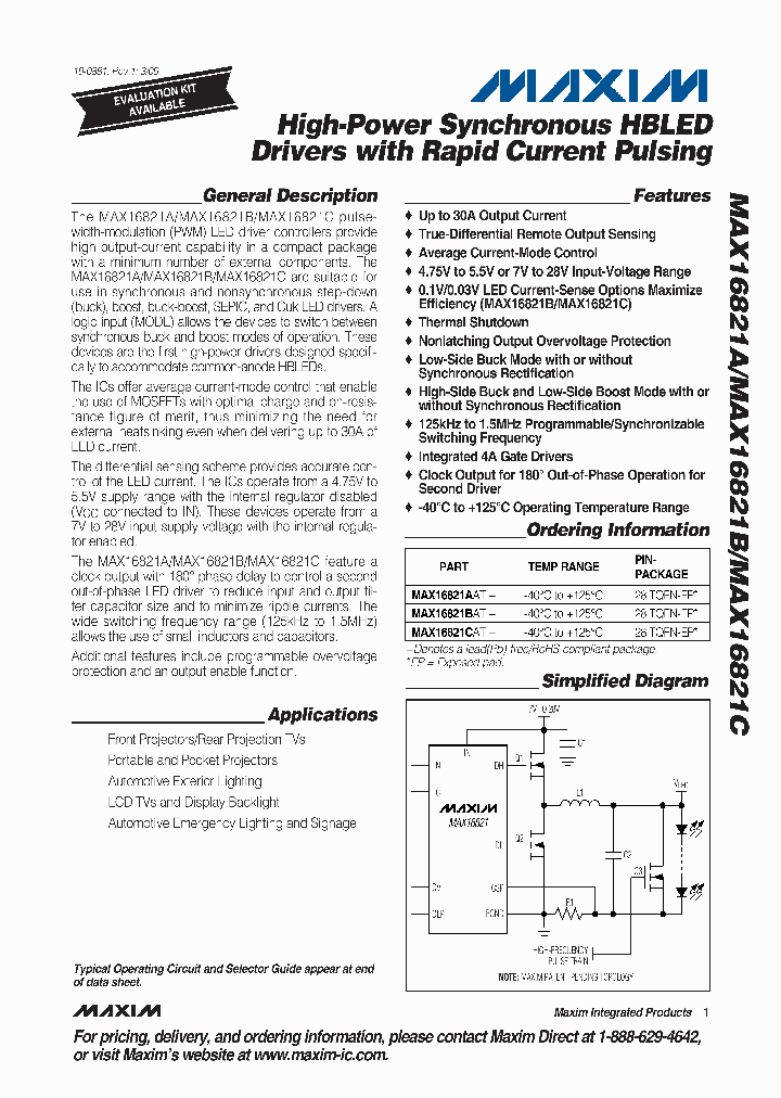 MAX16821AATI_4529505.PDF Datasheet