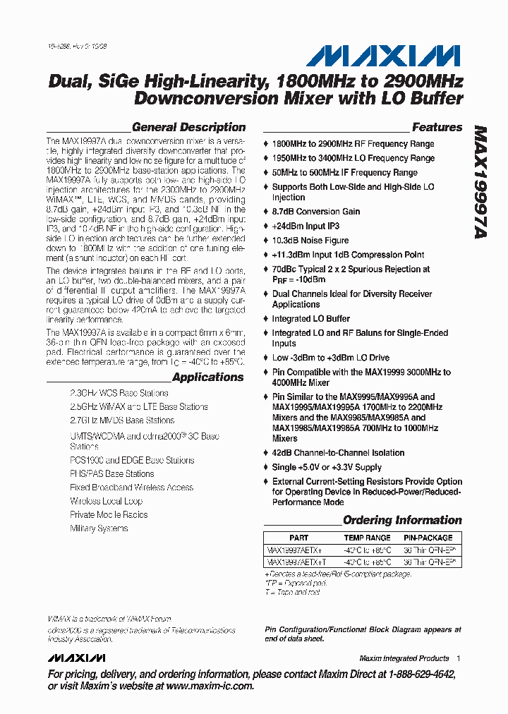 MAX19997AETX_4338253.PDF Datasheet