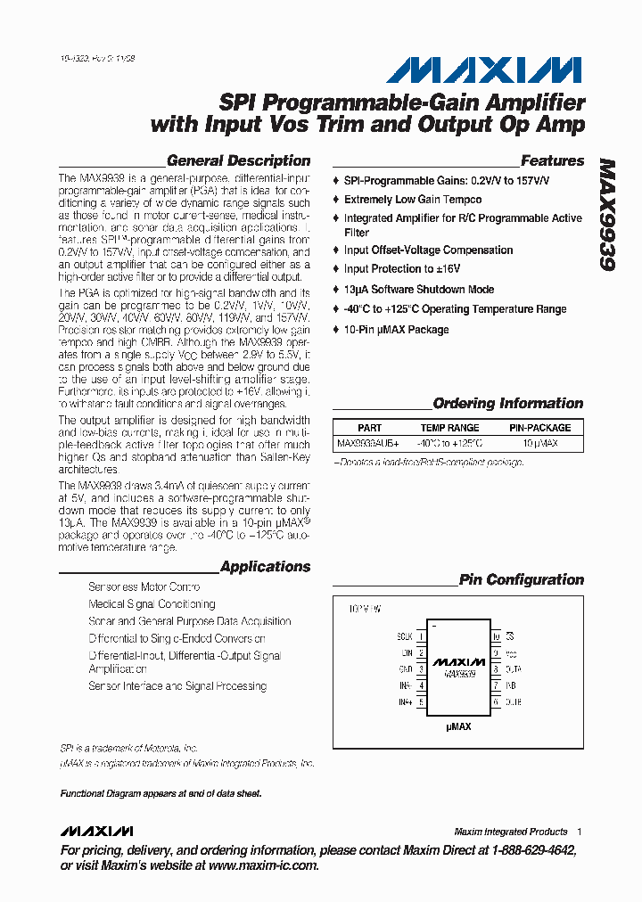 MAX9939AUB_4269711.PDF Datasheet