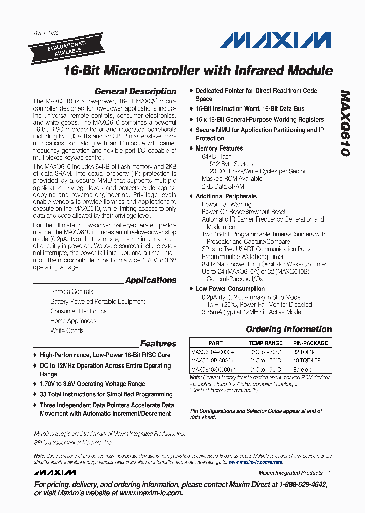 MAXQ610_4434181.PDF Datasheet