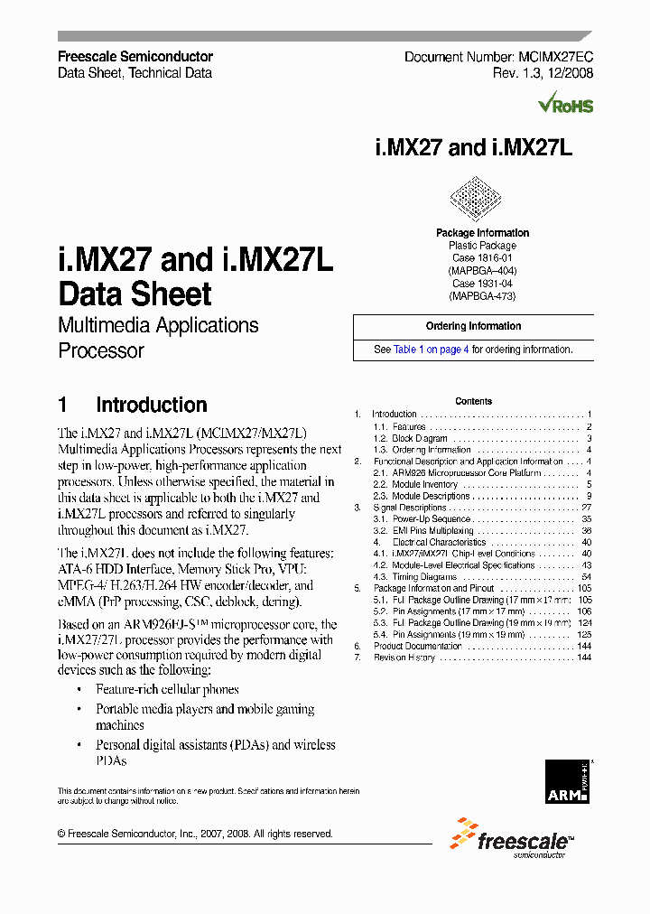MCIMX27EC_4325622.PDF Datasheet