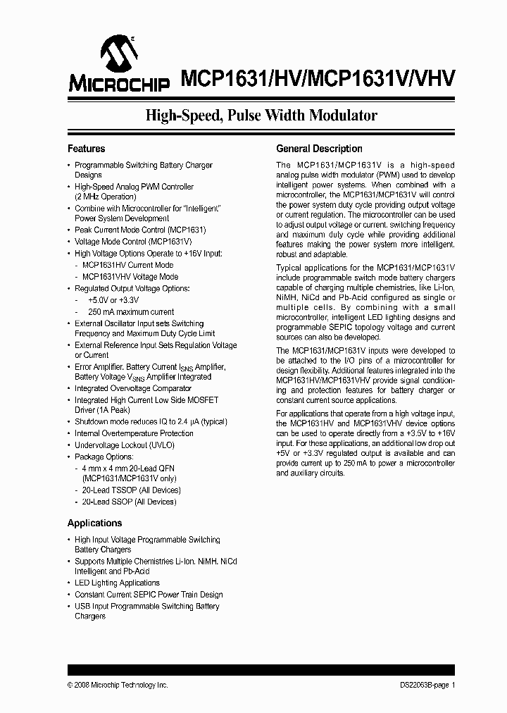 MCP1631_4534259.PDF Datasheet