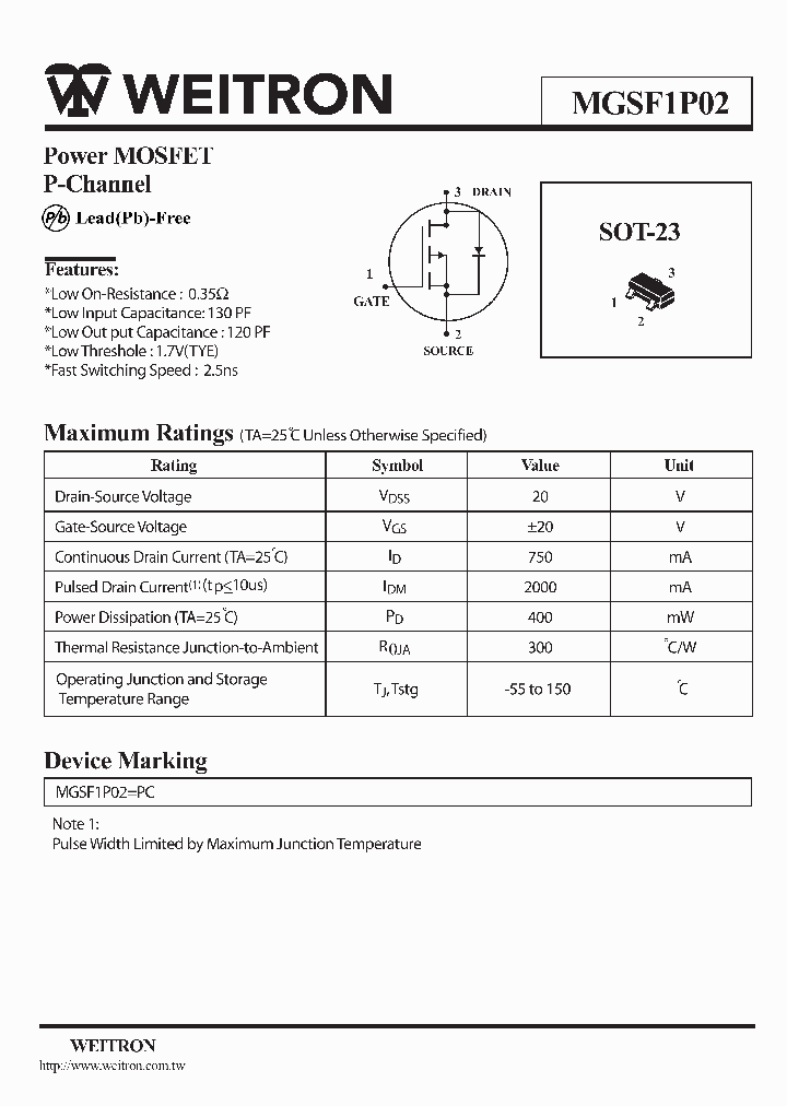 MGSF1P02_4706520.PDF Datasheet