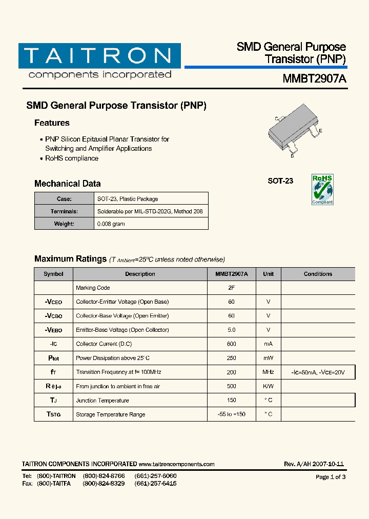 MMBT2907A_4228741.PDF Datasheet