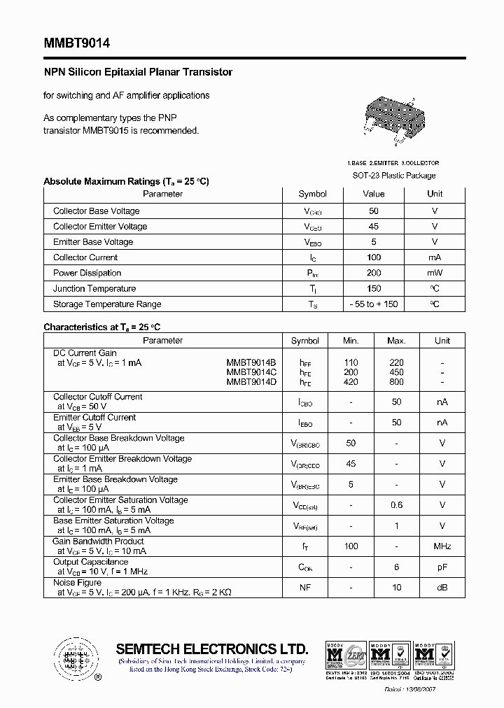 MMBT9014_4560337.PDF Datasheet